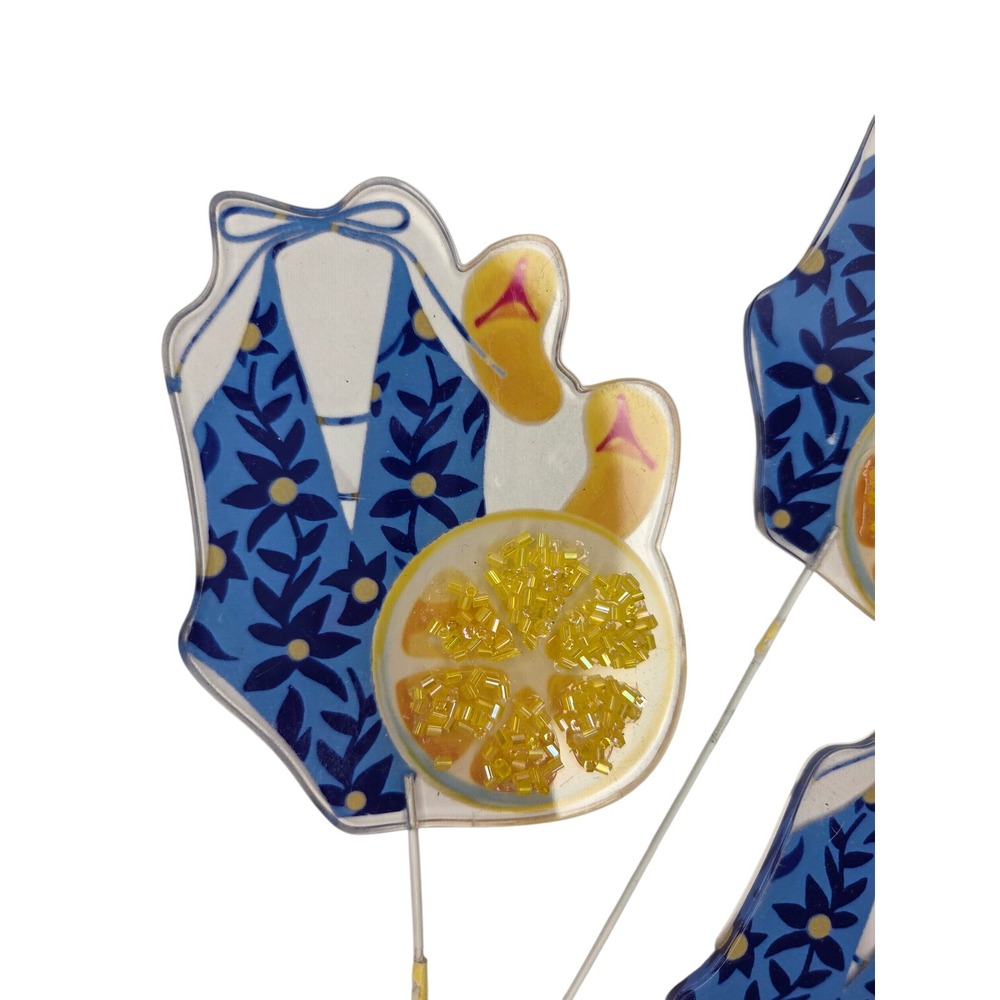 Michaels Summer Swimsuit Lemon Floral Picks Set Beach Party Decor Stems Craft
